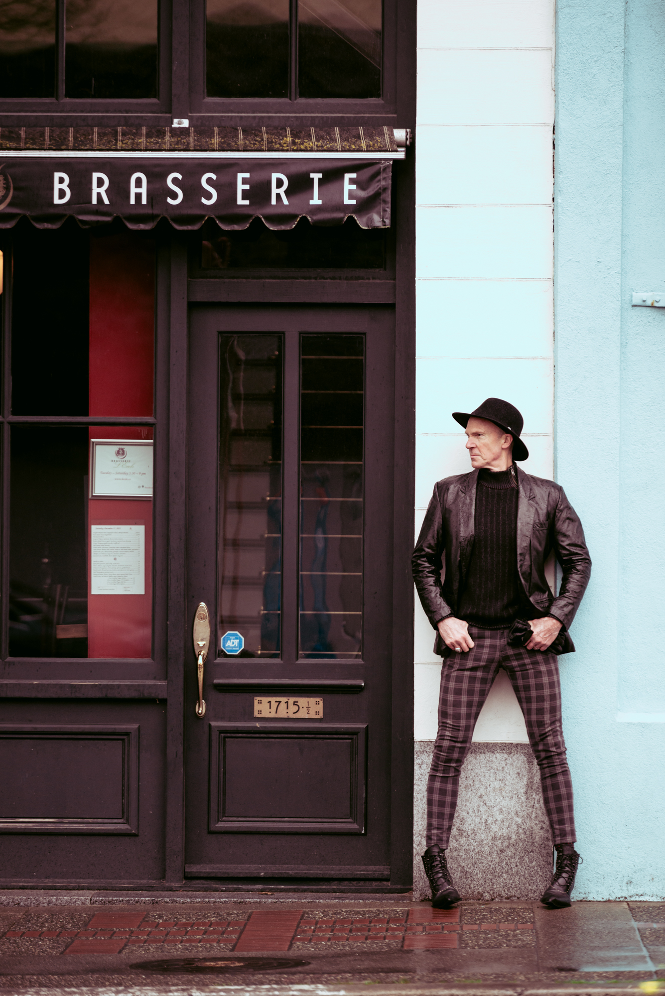 "Fashion in Motion: Paul Steele strutting his stuff through the lively streets of Victoria, BC, in his Fluevog shoes."