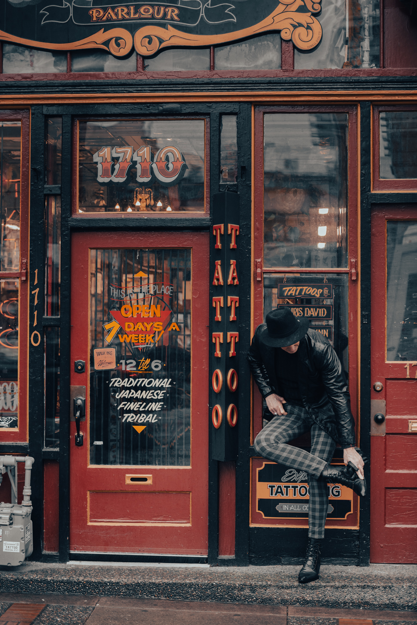 "Fashion Adventure: Paul Steele exploring Victoria, BC in style, showcasing the versatility of Fluevog shoes."