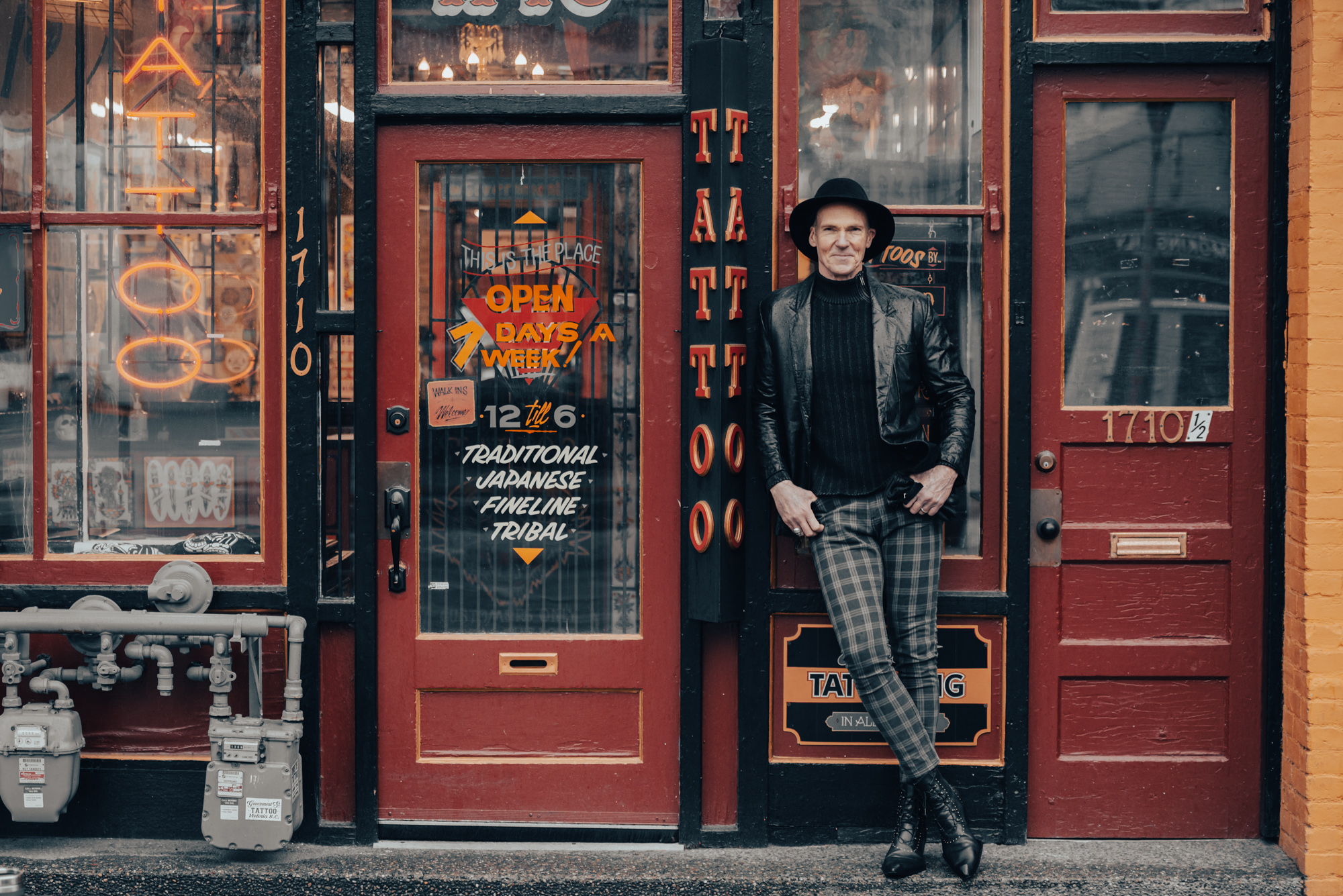 "Fashionable Footsteps: Paul Steele leaving a fashionable mark in Victoria, BC, wearing Fluevog shoes."